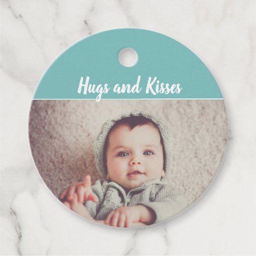 Add Your Own Photo Birthday Hugs and Kisses Favor Tags