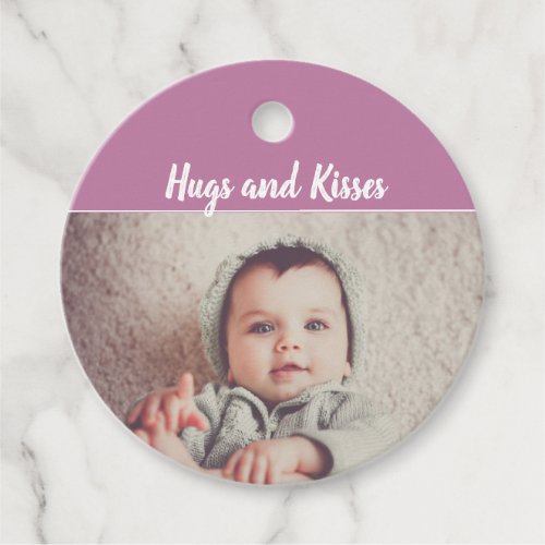 Add Your Own Photo Birthday Hugs and Kisses Favor Tags