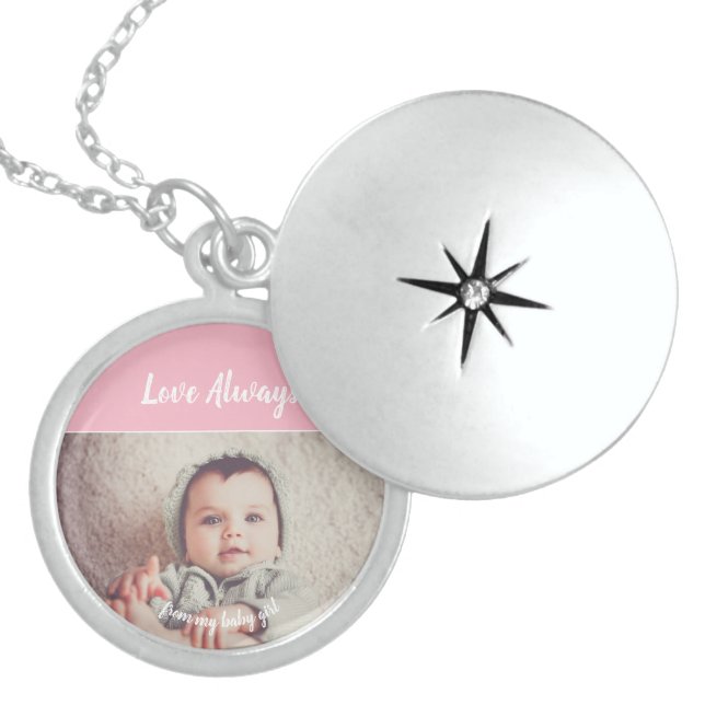 Add Your Own Photo Birthday Locket Necklace (Front)