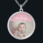 Add Your Own Photo Birthday Silver Plated Necklace<br><div class="desc">Wow your mom,  dad,  grandmother,  granddad with these cool birthday party designs. The design is elegant,  modern and timeless. Cute for small kids but classy enough for teens or adults. It features a classic pink background,  that you can customize to suit your needs.</div>