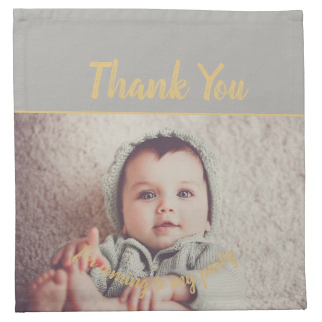 Add Your Own Photo Birthday Thank You Cloth Napkin (Front)