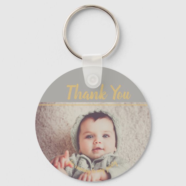 Add Your Own Photo Birthday Thank You Keychain (Front)