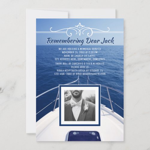 Add Your Own Photo Boat Memorial Service Sailor Invitation