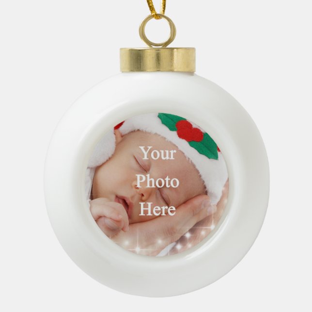 Add your own photo ceramic ball christmas ornament (Front)