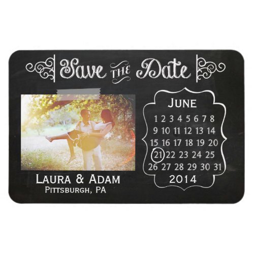 Add Your Own Photo Chalkboard Save the Date Magnet