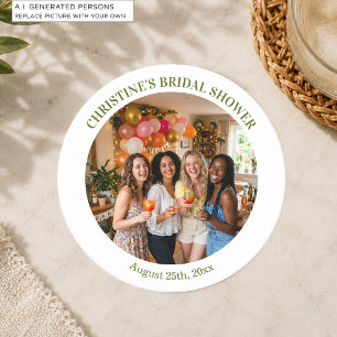 Add Your Own Photo Chic Bridal Shower Round Paper Coaster