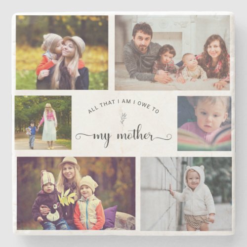 Add your own Photo Collage Mother Best Mom Quote Stone Coaster