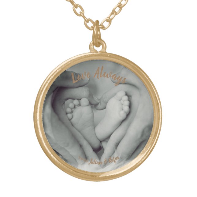 Add Your Own Photo Custom Message Gold Plated Necklace (Front)