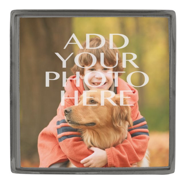 Add Your Own Photo Custom Personalized Gunmetal Finish Lapel Pin (Front)