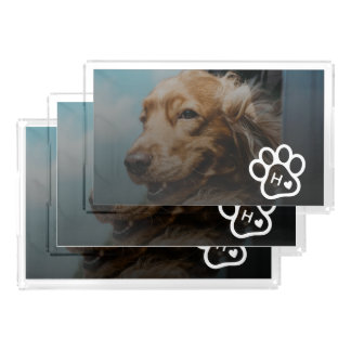 Add Your Own Photo Dog Pets Monogram Acrylic Tray