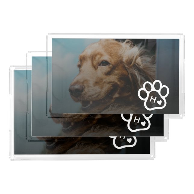 Add Your Own Photo Dog Pets Monogram Acrylic Tray (Set)