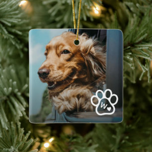Add Your Own Photo Dog Pets Monogram Ceramic Ornament
