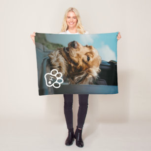 Add Your Own Photo Dog Pets Monogram Fleece Blanket