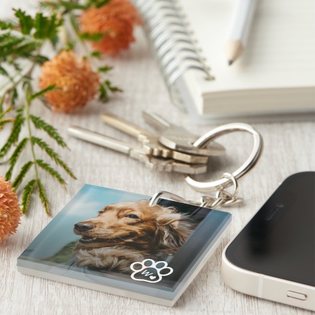 Add Your Own Photo Dog Pets Monogram Keychain (Front Right)