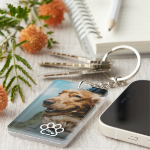 Add Your Own Photo Dog Pets Monogram Keychain