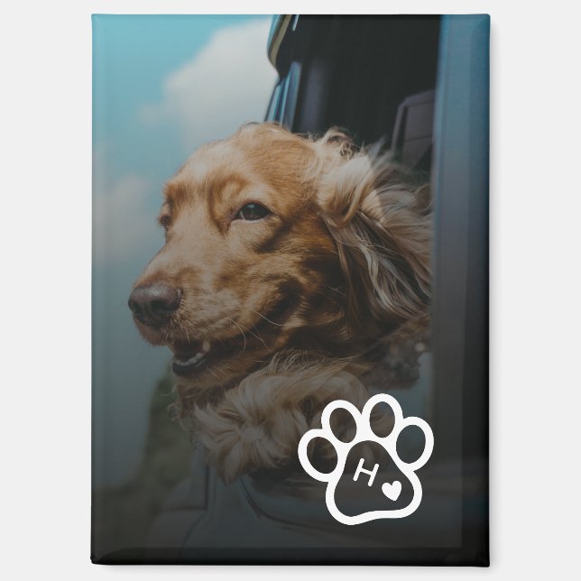 Add Your Own Photo Dog Pets Monogram Magnet (Front)