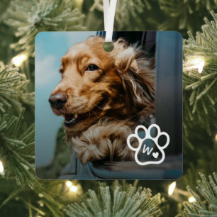 Add Your Own Photo Dog Pets Monogram Metal Ornament