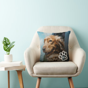 Add Your Own Photo Dog Pets Monogram Throw Pillow