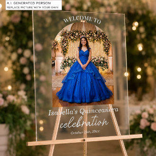 Add Your Own Photo Elegant Quinceañera Welcome Acrylic Sign