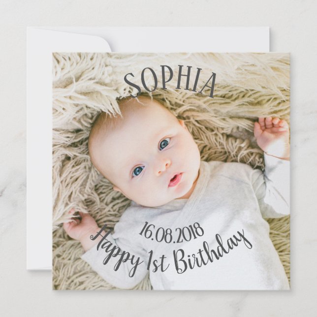 Add your own photo First Birthday Party Invitation (Front)