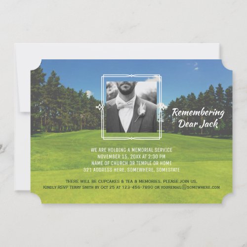 Add Your Own Photo Golf Memorial Service Golfer Invitation