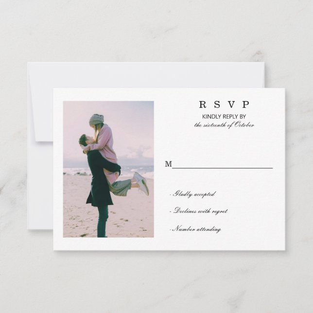 Add Your Own Photo Hand Lettered Personalized RSVP Card (Front)
