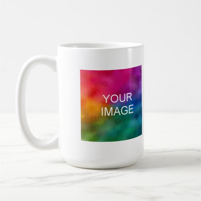 Add Your Own Photo Image Text Business Logo Modern Coffee Mug (Left)