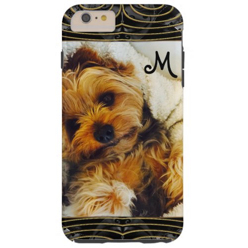 Add Your Own Photo Lazy Yorkie Monogram Tough iPhone 6 Plus Case