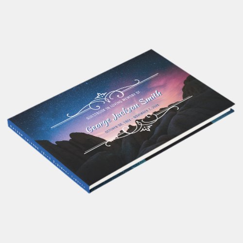 Add Your Own Photo Memorial Service Night Sky Guest Book