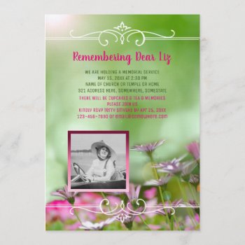 Add Your Own Photo Memorial Spring Garden Daisies Invitation by BeverlyClaire at Zazzle