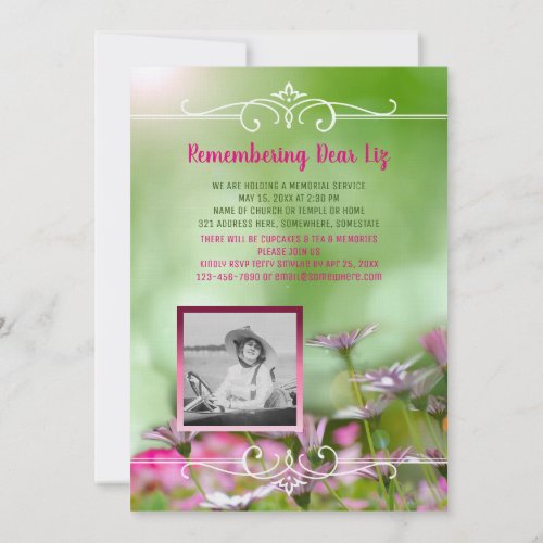 Add Your Own Photo Memorial Spring Garden Daisies Invitation