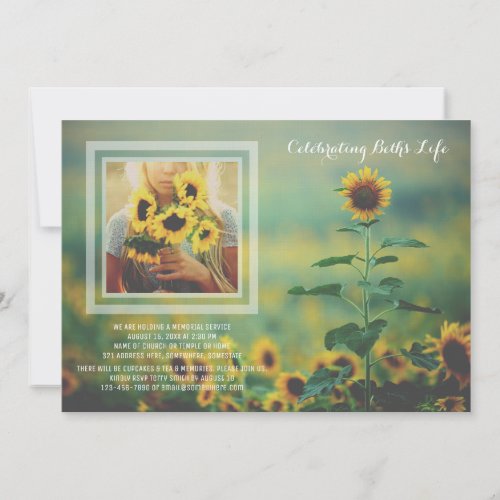 Add Your Own Photo Memorial Summer Sunflowers Invitation