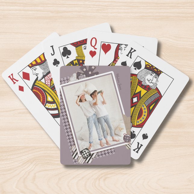 Add Your Own Photo Modern Girly Personalized Name Poker Cards (Creator Uploaded)