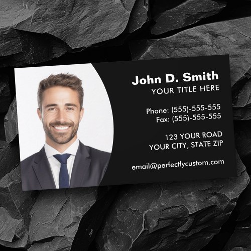 Add your own photo modern professional black business card