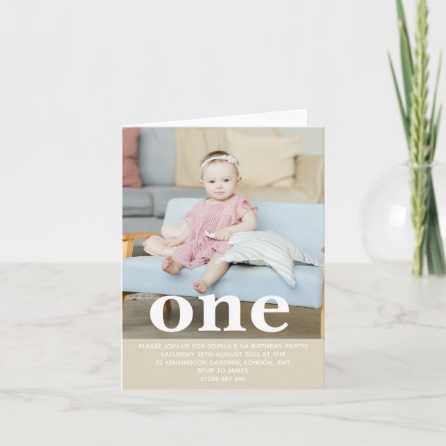 Add your own photo One First Birthday Party Invitation (Front)