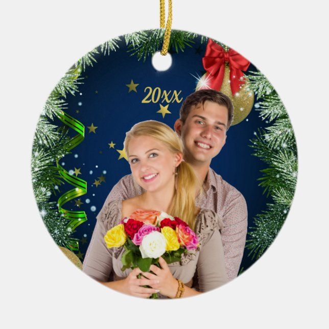Add Your Own Photo Personalized Christmas Ornament (Front)