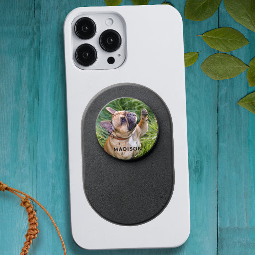 Add Your Own Photo Pet Dog Personalized Name PopSocket