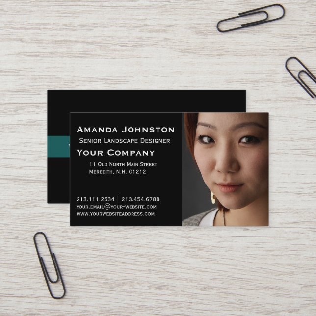 Add Your Own Photo Portrait Business Card (Front/Back In Situ)