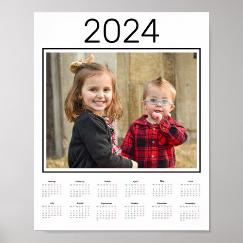 Add Your Own Photo Simple Elegant 2024 Calendar  Poster