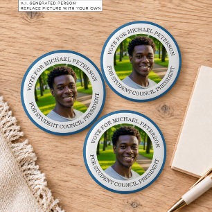 Add Your Own Photo Student Council President Button