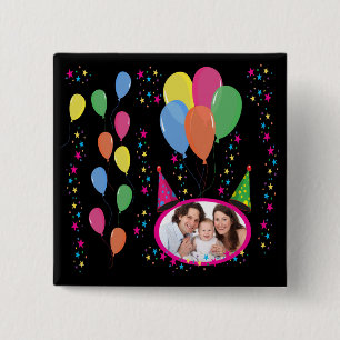 Add Your Own Photo to Party Hats and Balloons Button