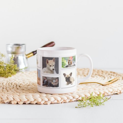 Add your own photos 8 photo collage template coffee mug