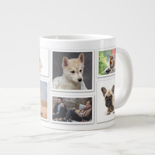 Add your own photos 8 photo collage template giant coffee mug