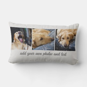Add Your Own Photos And Text Custom Dogs Or People Lumbar Pillow by annpowellart at Zazzle