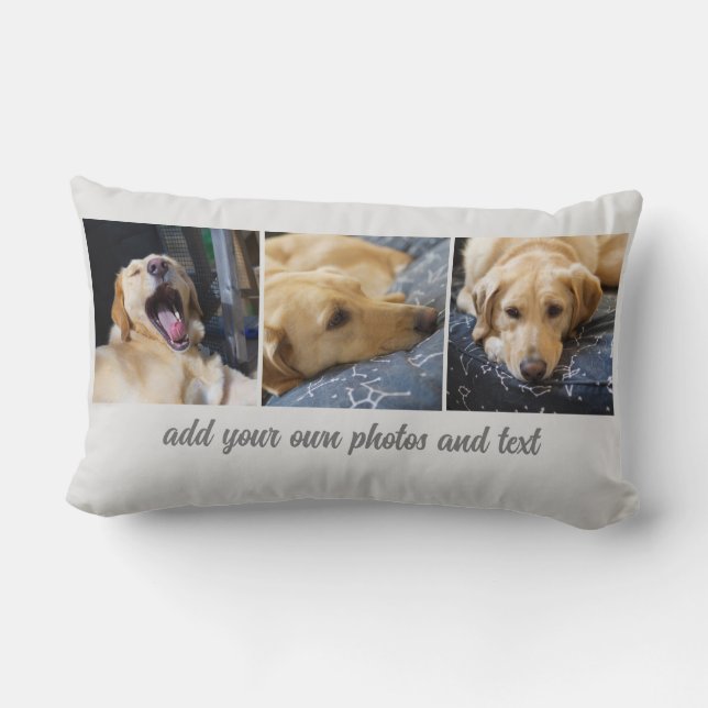 add your own photos and text custom dogs or people lumbar pillow (Back)