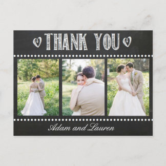Add Your Own Photos Chalkboard Thank You Postcard