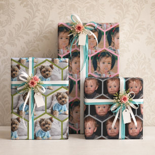 Add Your Own Photos Hexagon Collage  Wrapping Paper Sheets
