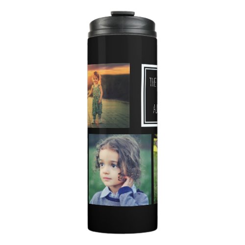 Add your own photos photo collage family name thermal tumbler
