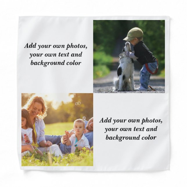 Add your own photos, text and  background throw pi bandana (Front)