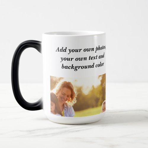 Add your own photos text and  background throw pi magic mug